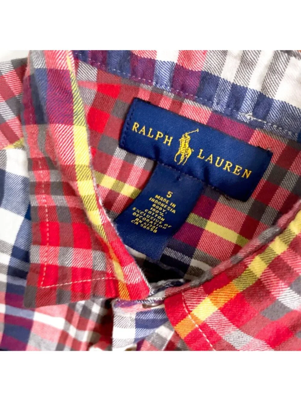 Ralph Lauren Boys Western Style Plaid Shirt, Size 5